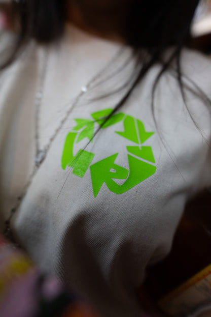 Green World Distressed Tee White