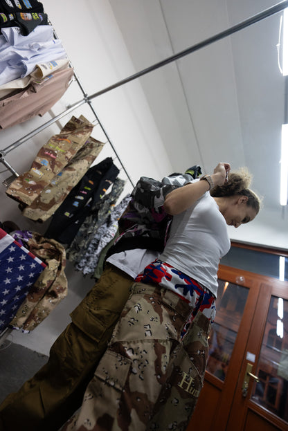 Reworked Double Cargo Pants 2.0 Blue/Beige