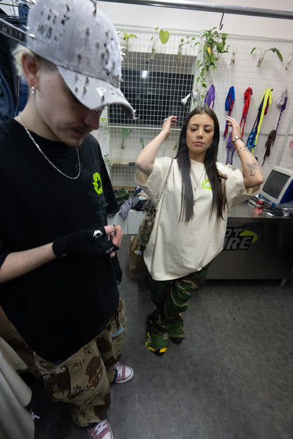 Green World Distressed Tee Black