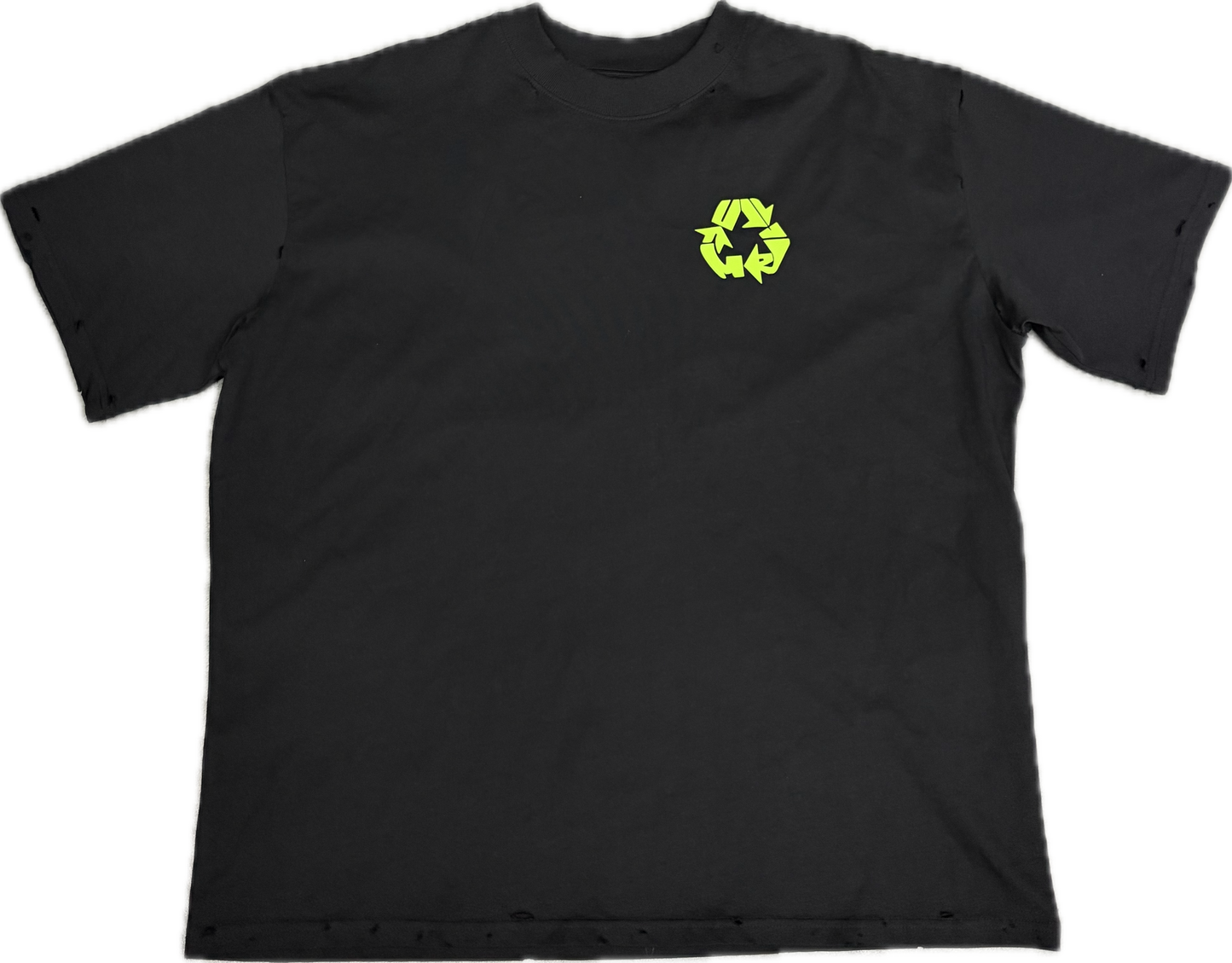 Green World Distressed Tee Black