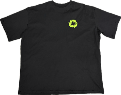 Green World Distressed Tee Black