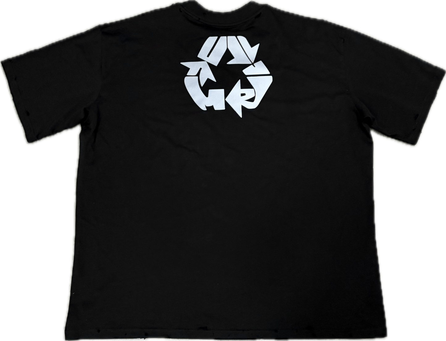 Green World Distressed Tee Black