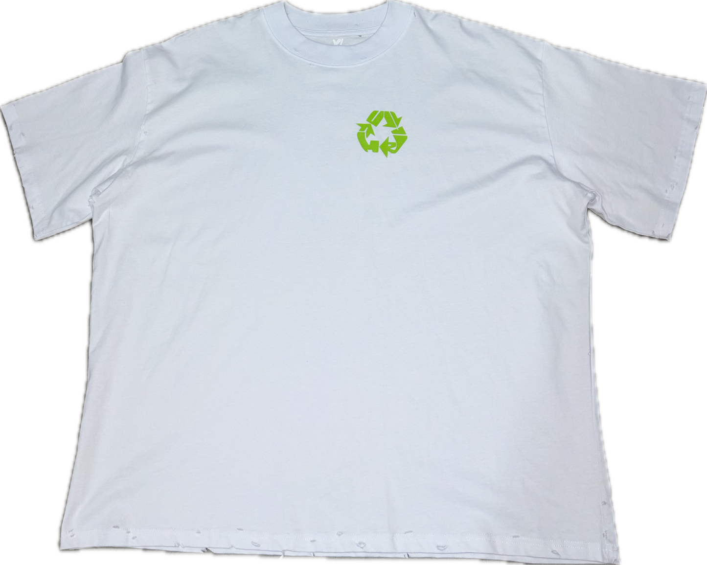 Green World Distressed Tee White