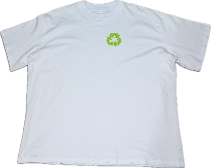 Green World Distressed Tee White
