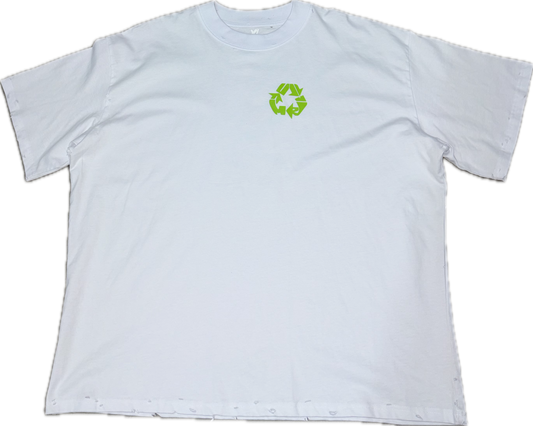 Green World Distressed Tee White