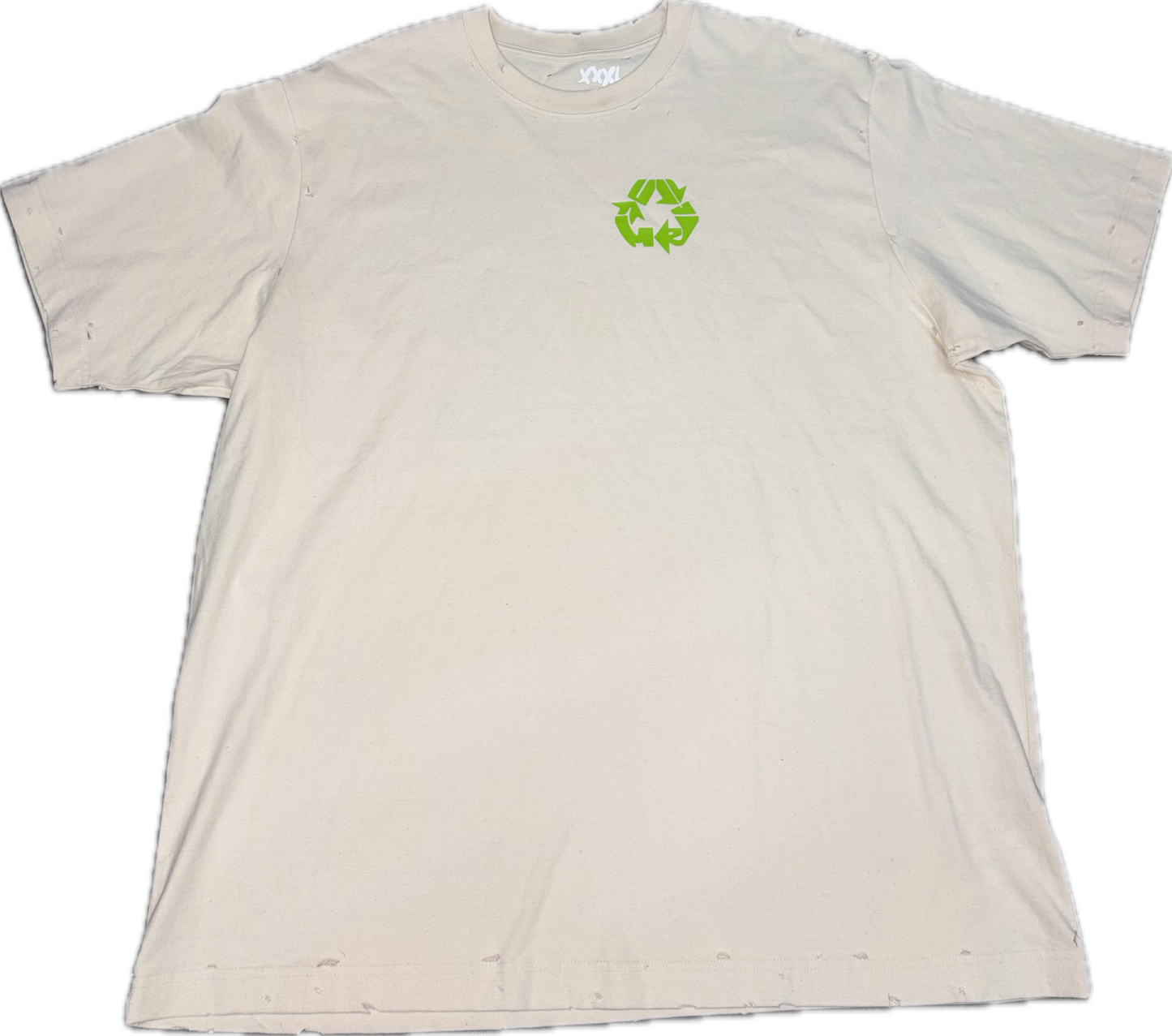 Green World Distressed Tee Beige