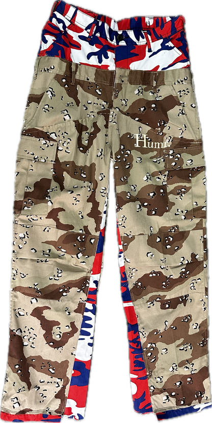 Reworked Double Cargo Pants 2.0 Blue-Red/Desert