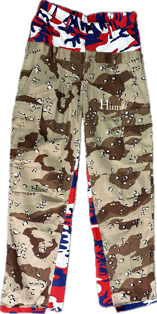 Reworked Double Cargo Pants 2.0 Blue-Red/Desert