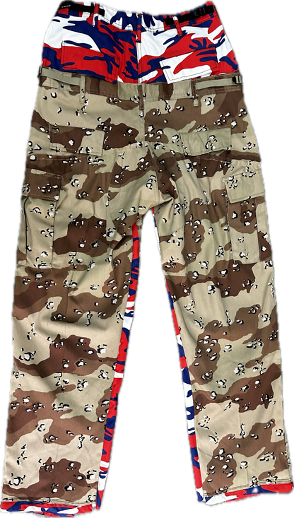 Reworked Double Cargo Pants 2.0 Blue-Red/Desert