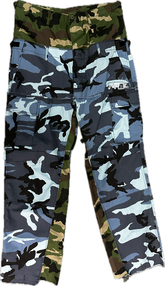 Reworked Double Cargo Pants 2.0 Woodland/Blue